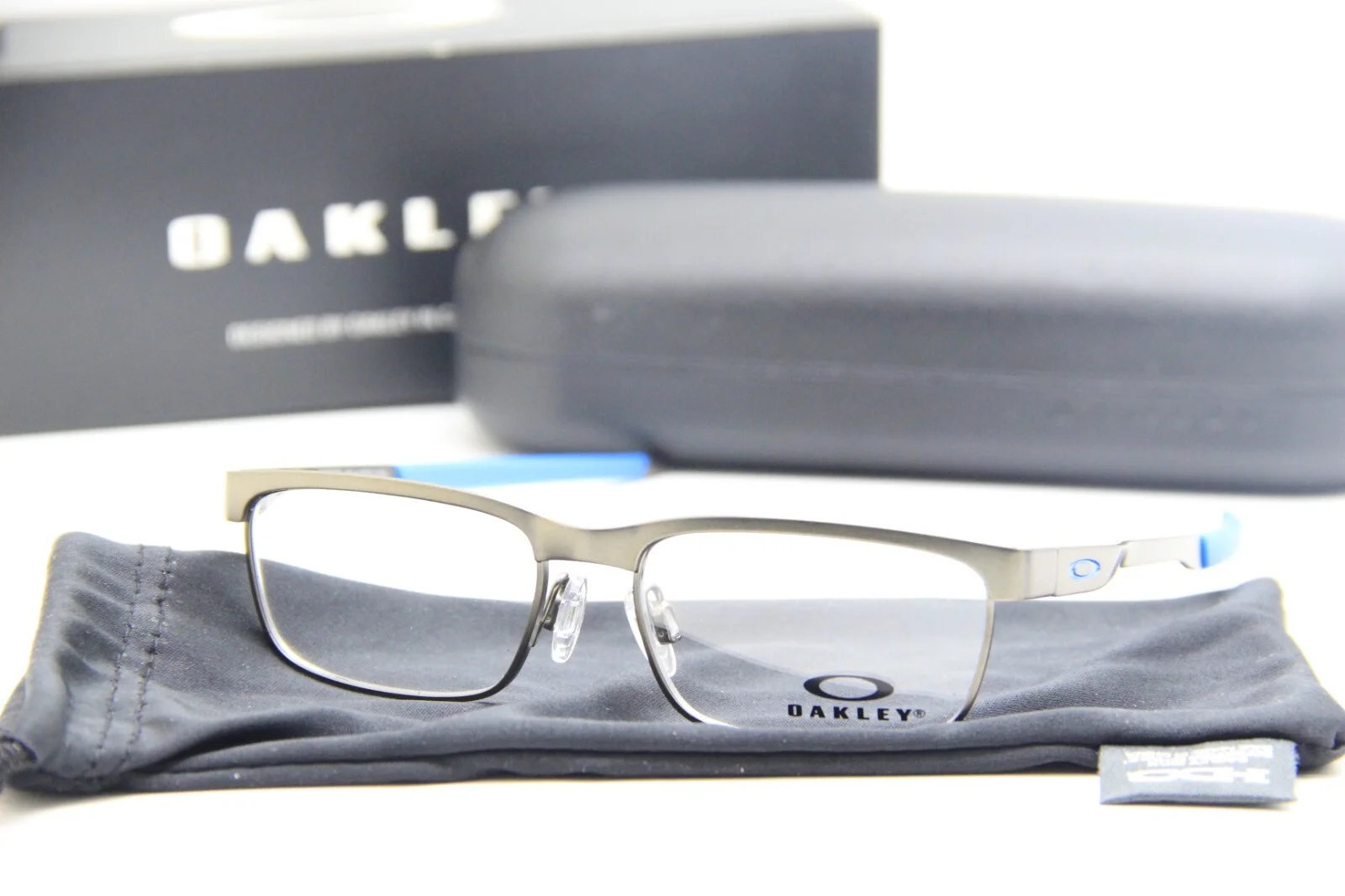 NEW OAKLEY OY 3002-0246 STEEL PLATE XS CHROME AUTHENTIC EYEGLASSES W/CASE 46-14