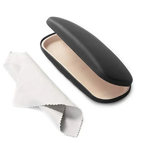 Oakely Black Clamshell Sunglasses Eyeglasses Case Zipper Oval Holder