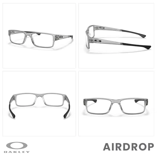 Oakley Airdrop OX8046 804603 53MM Grey Shadow Rectangular Eyeglasses for Men + Bundle Accessory Leash Kit, Microfiber Pouch 3