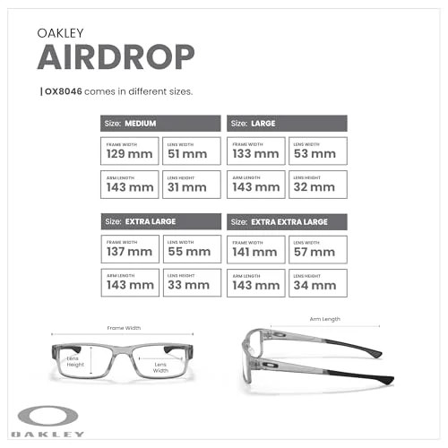 Oakley Airdrop OX8046 804603 53MM Grey Shadow Rectangular Eyeglasses for Men + Bundle Accessory Leash Kit, Microfiber Pouch 4