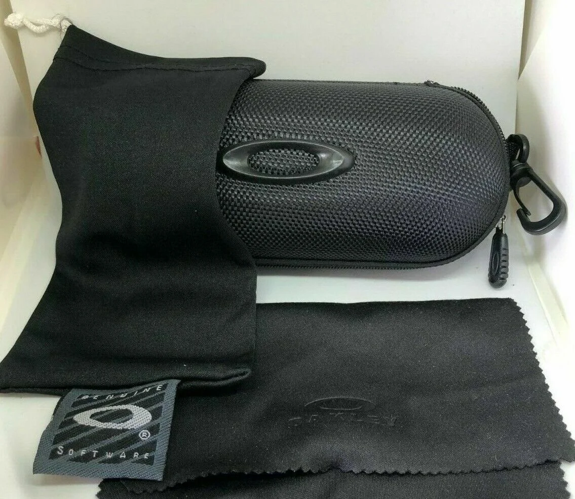 Oakley Sunglasses/Eyeglasses Hard Zipper Case w/ cleaning cloth and dust bag
